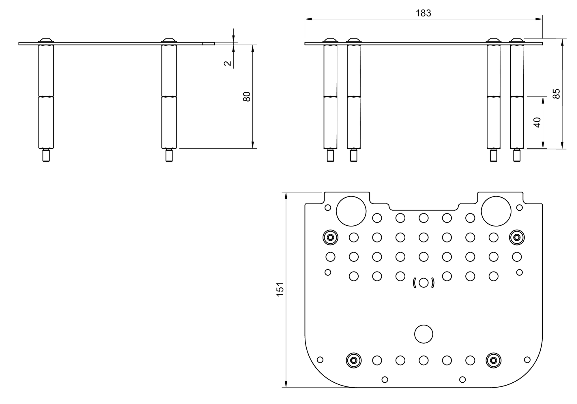 Dimensions of Sandwich plate addon for Leo Rover